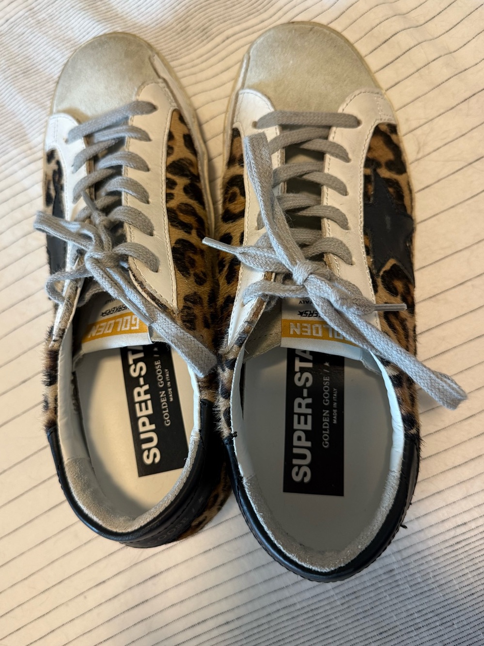Golden Goose Super-Star Leopard Print Low Top Sneakers